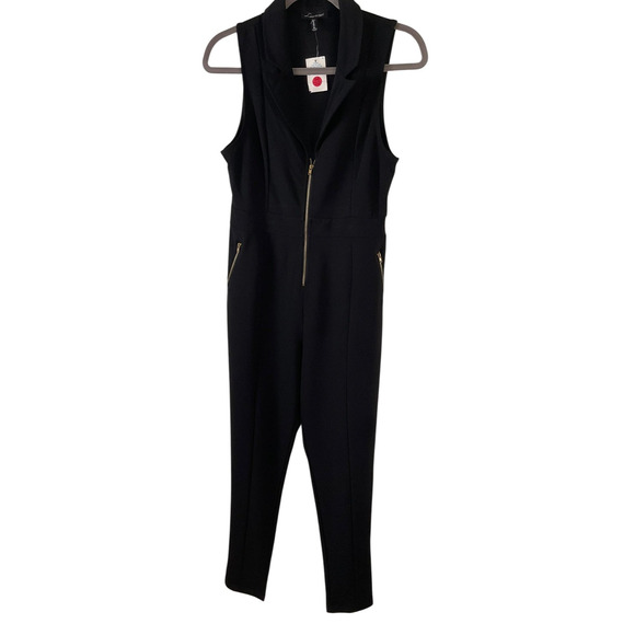 Love University Womens XL Jumpsuit Zip Up Sleeveless Tuxedo Pantsuit Pockets New - Picture 13 of 14